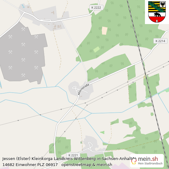 Jessen (Elster) Kleinkorga Landkreis Wittenberg Lageplan © Openstreetmap Contributors Jessen (Elster) Kleinkorga Lageplan